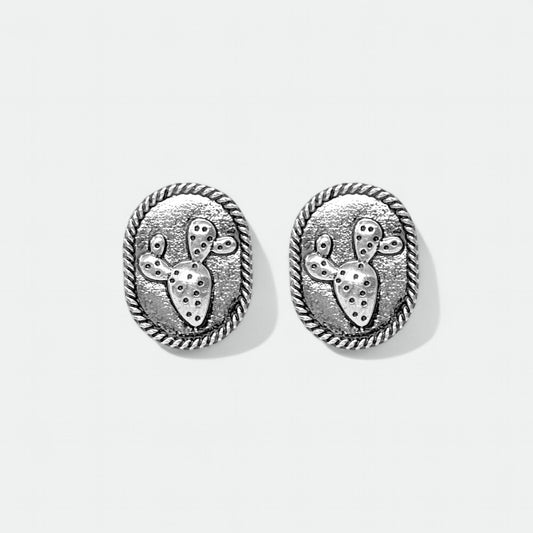 Cactus Silver Post Earring