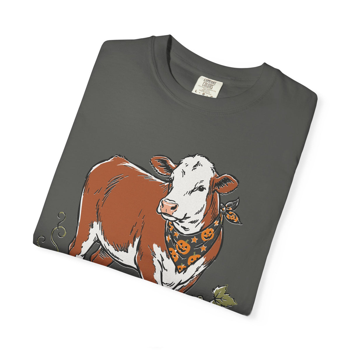 Pumpkin Patch Cow Tee — Autumn Farm Animal T-Shirt