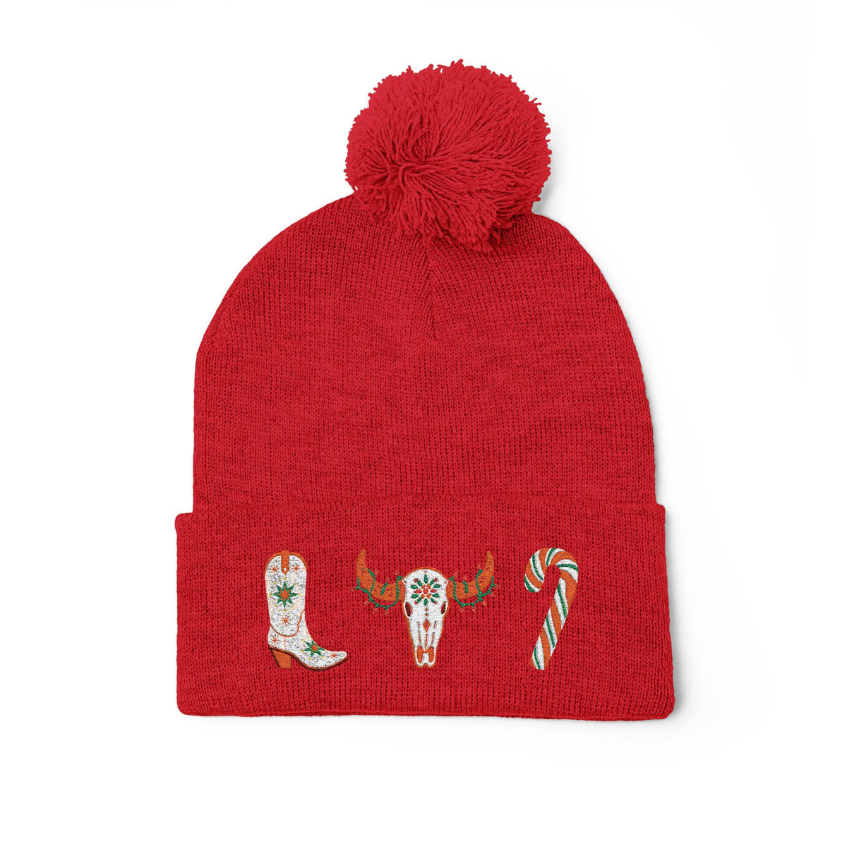 Christmas Cowgirl Pom-Pom Knit Cap