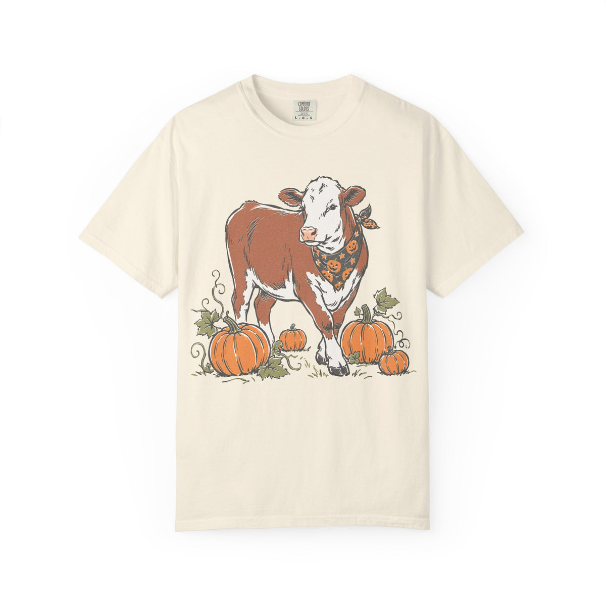 Pumpkin Patch Cow Tee — Autumn Farm Animal T-Shirt