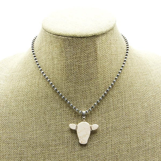 stone cattle pendant natural