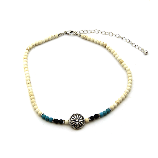 Treasure choker necklace navajo concho multicolor white