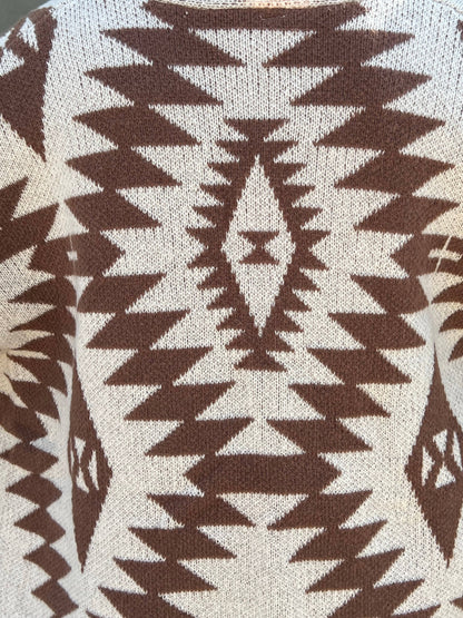 Naomi Wilde | Aztec Styled Cardigan with Large Arms: Brown one size
