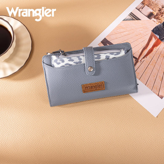 Wrangler Western Bi-Fold RFID Wallet/Wristlet With Detachable Pouch- Jean