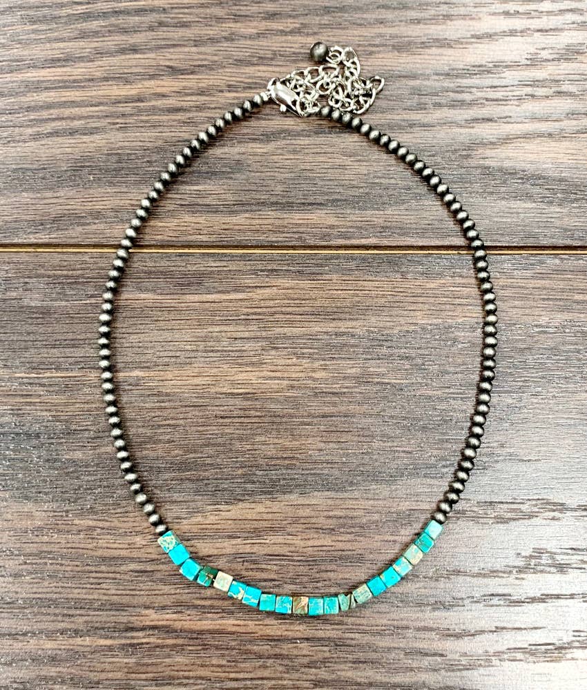 734201, 15" Western Square Gemstone Necklace