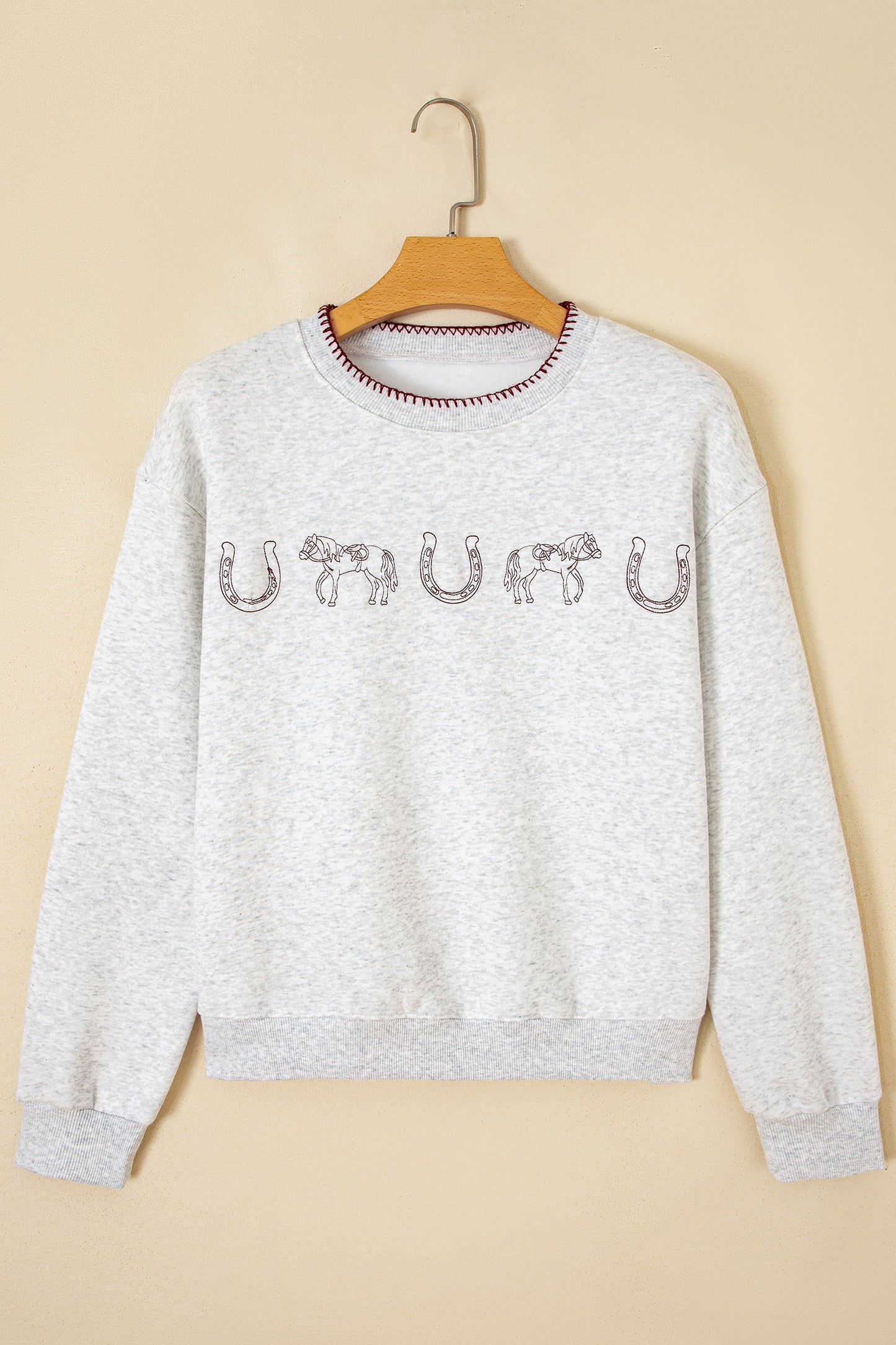 Western Embroidered Round Neck Graphic Sweatshirt