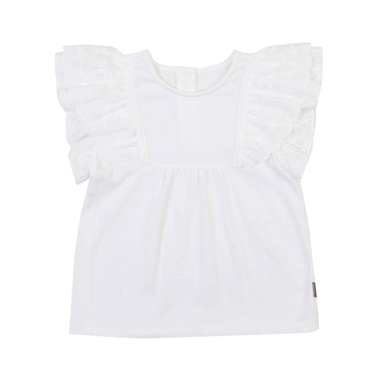Ruffled Eyelet Angel Sleeve T-Shirt