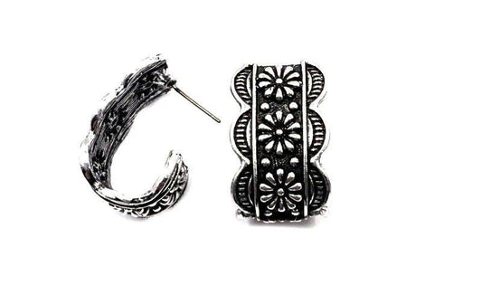 Western Flower Half Hoop Earring