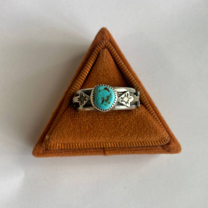 “The Double Arrow” Navajo Turquoise Sterling Silver Ring: 7.25 ring 120