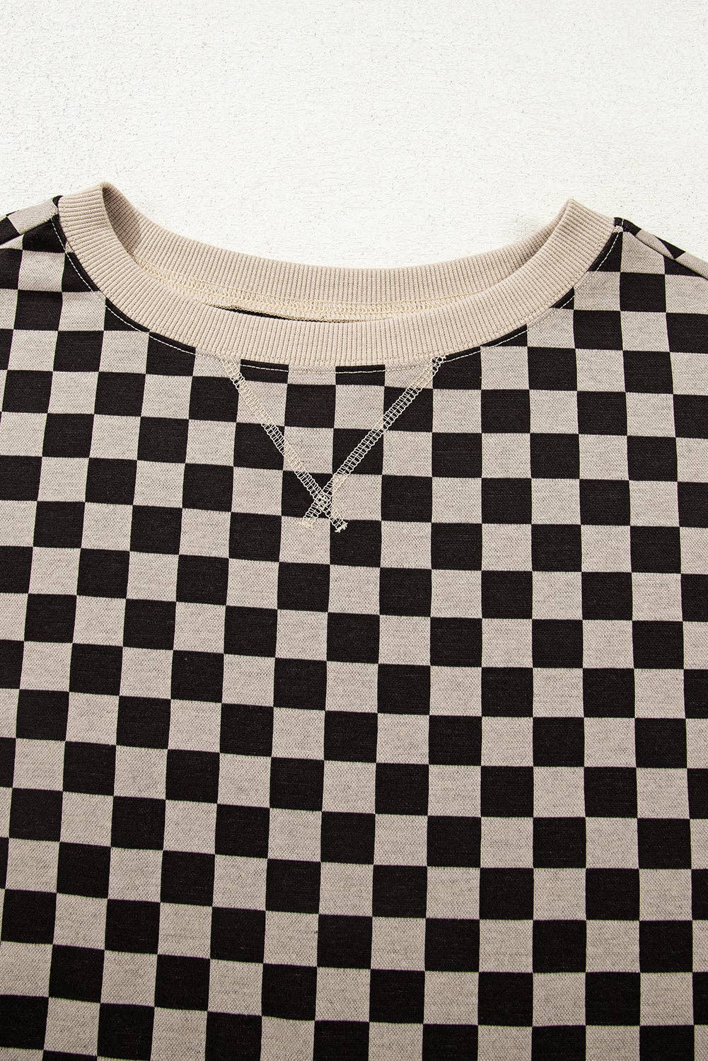 Checker Patchwork Long Sleeve Top