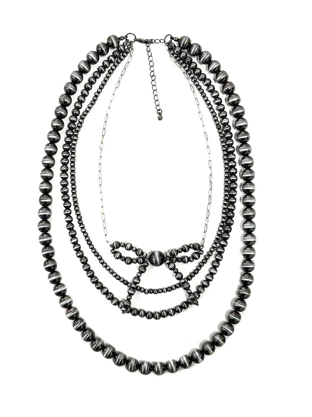 Western 4 Layered Pearl Ribbon Necklace