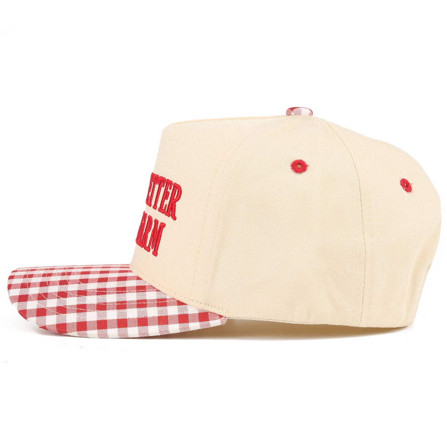 C.C LIFE IS BETTER ON THE FARM Letter Two Tone Trucker Hat: Red