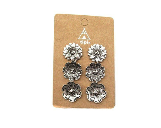 Western Flower Concho 3 Pair Post Earring Set