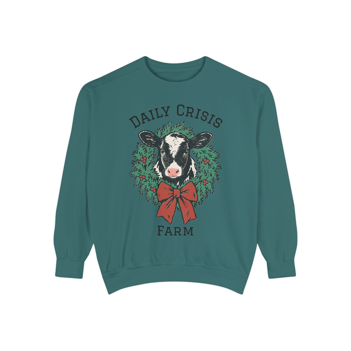 Daily Crisis Farm Christmas Cow Sweatshirt