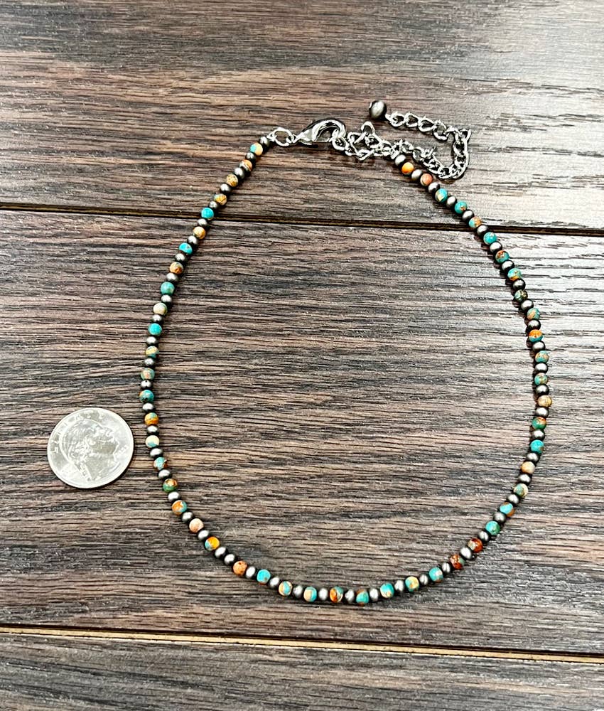 15" Western 4mm Round Gemstone Necklace