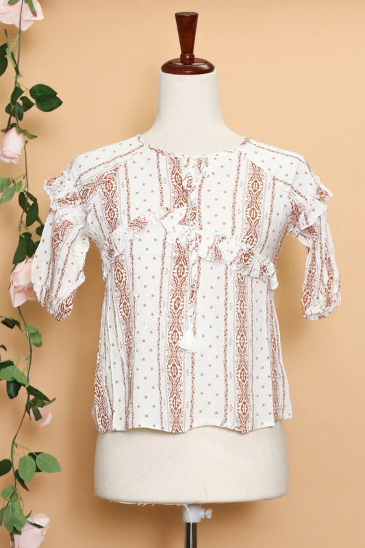 Kids Ivory Peasant Blouse