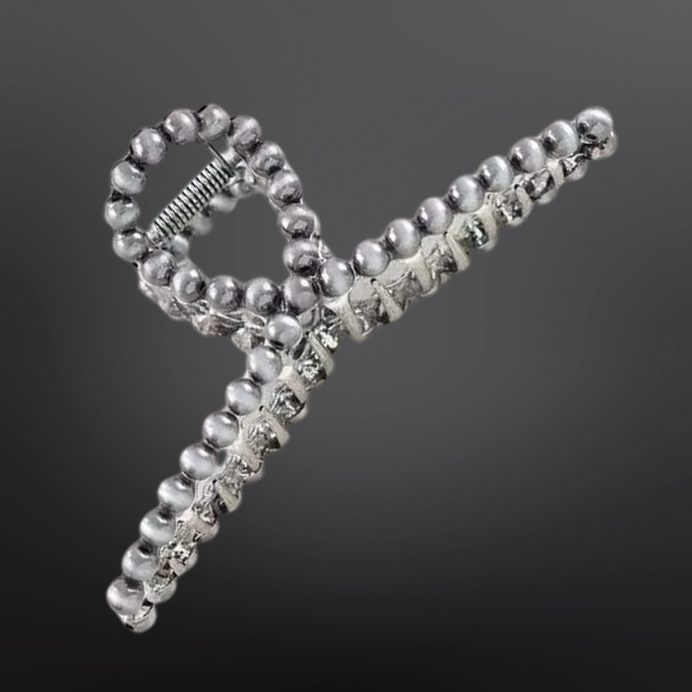 Western Pearl Inspired Claw Clip - Hair Clip: Silver