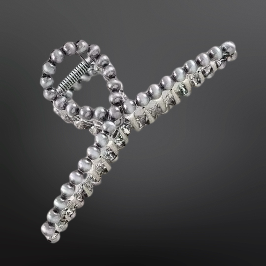 Western Pearl Inspired Claw Clip - Hair Clip: Silver