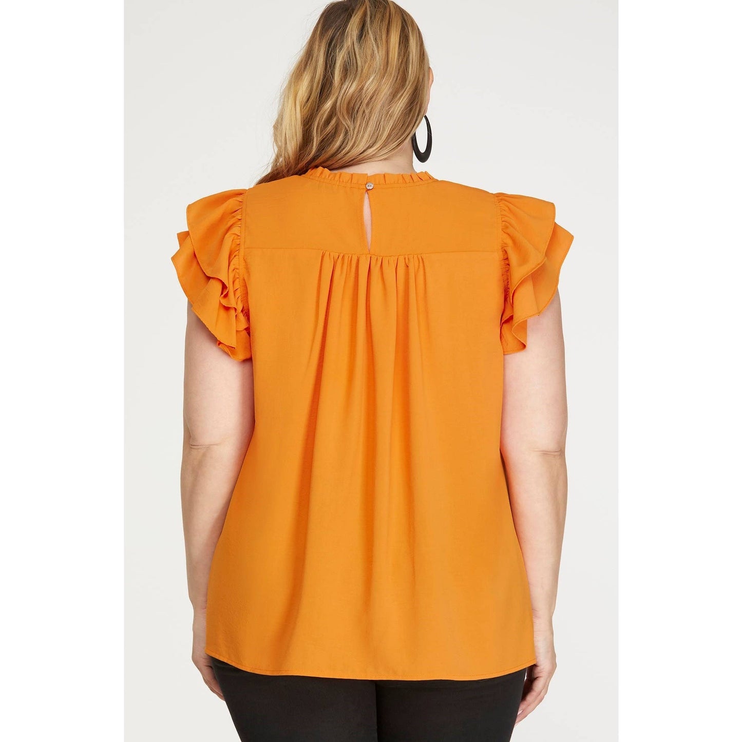 PLUS RUFFLE TOP: ORANGE