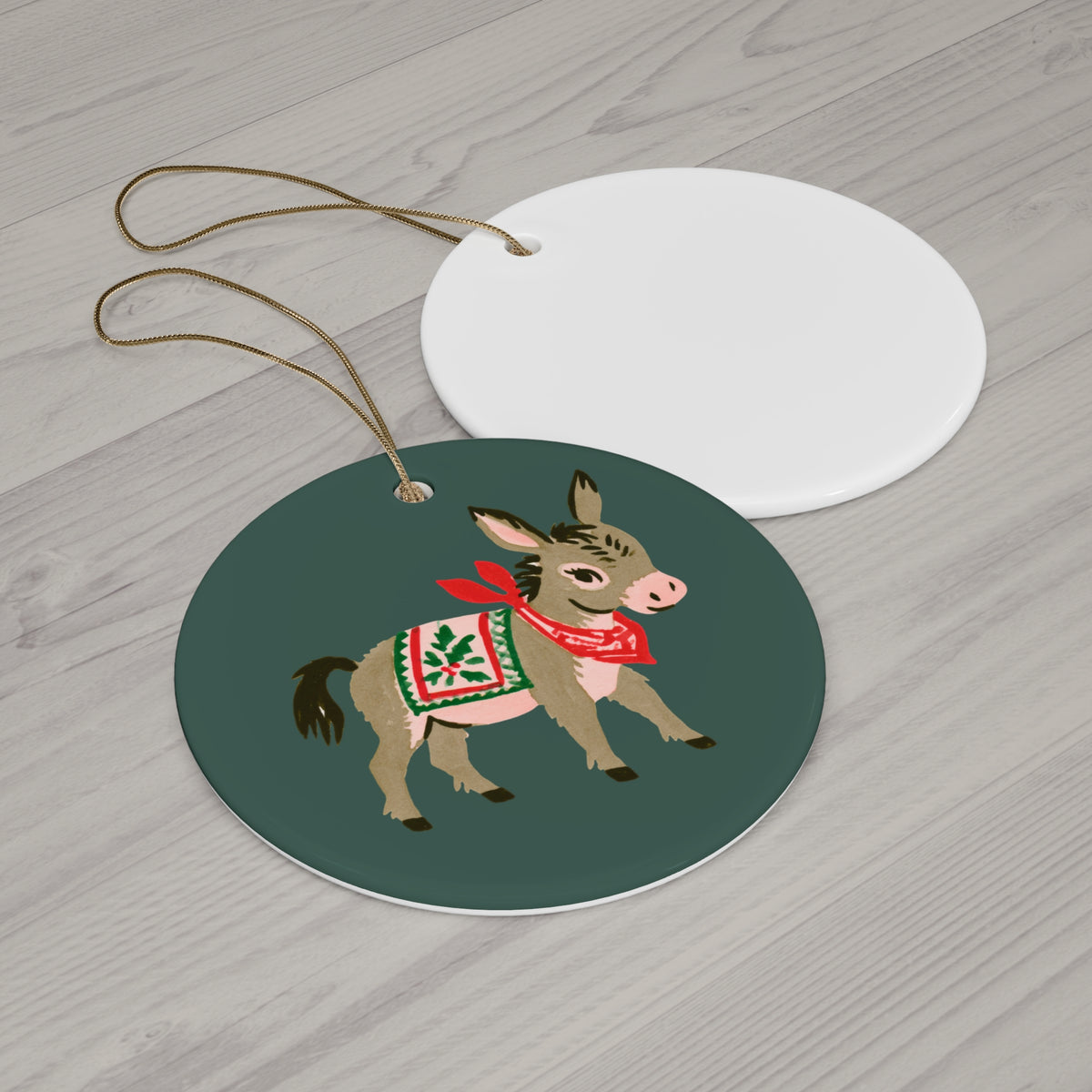 Christmas Donkey Ceramic Ornament