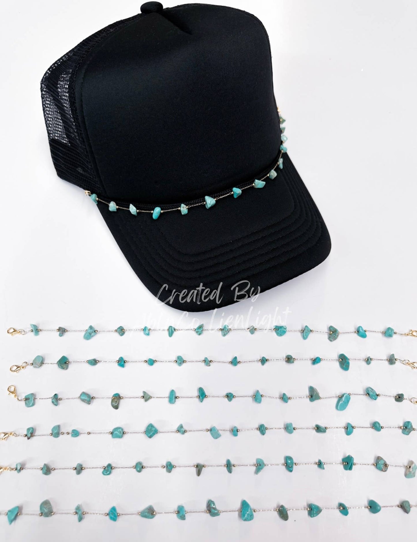 Turquoise Blue Stone Trucker hat chains, Chains for hats: Turquoise stone