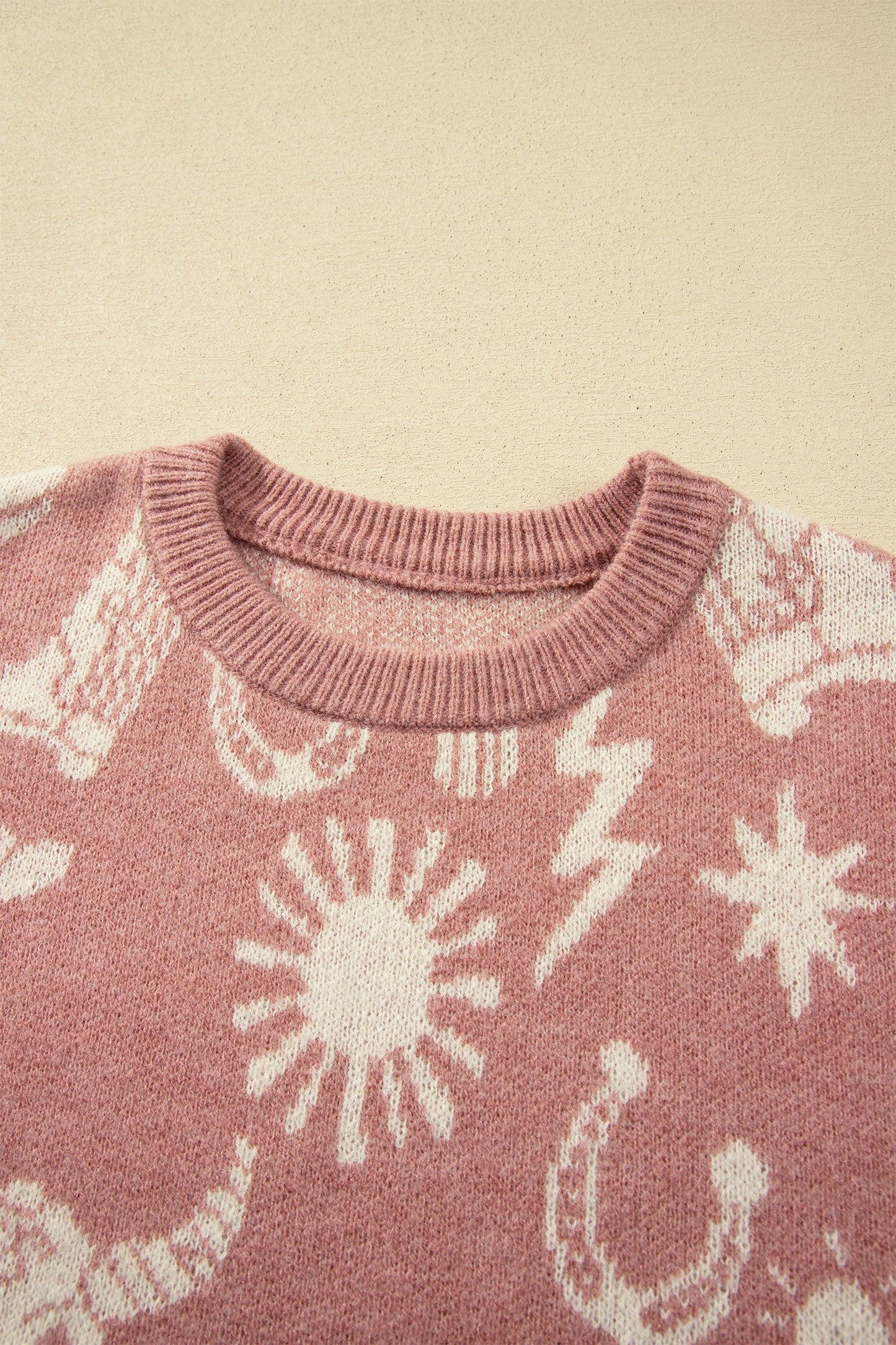 Western Drop Shoulder Long Sleeve Sweater