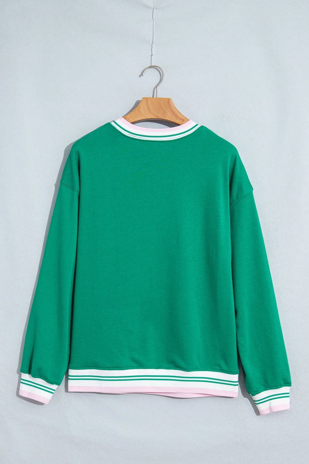 Stripe Contrast Trim Drop Shoulder Sweatshirt