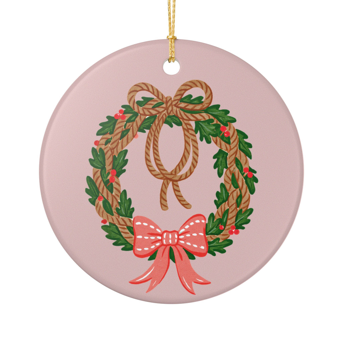 Pink Wreath Christmas Ornament