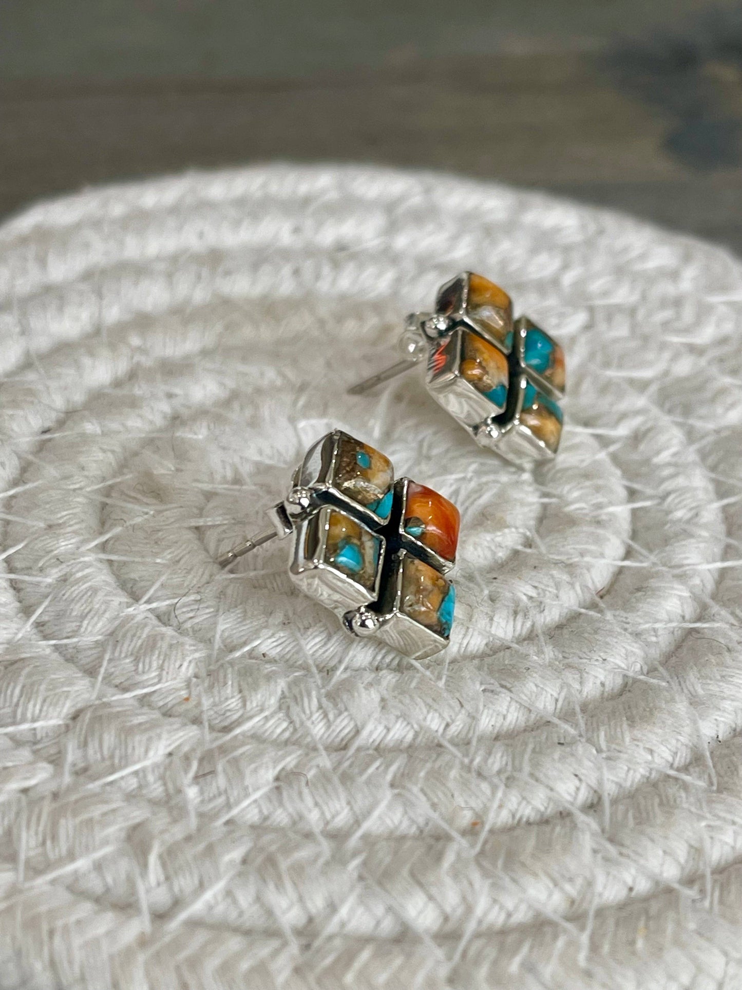 Nizhoni Handmade Spice & Sterling Silver Earrings: Spice
