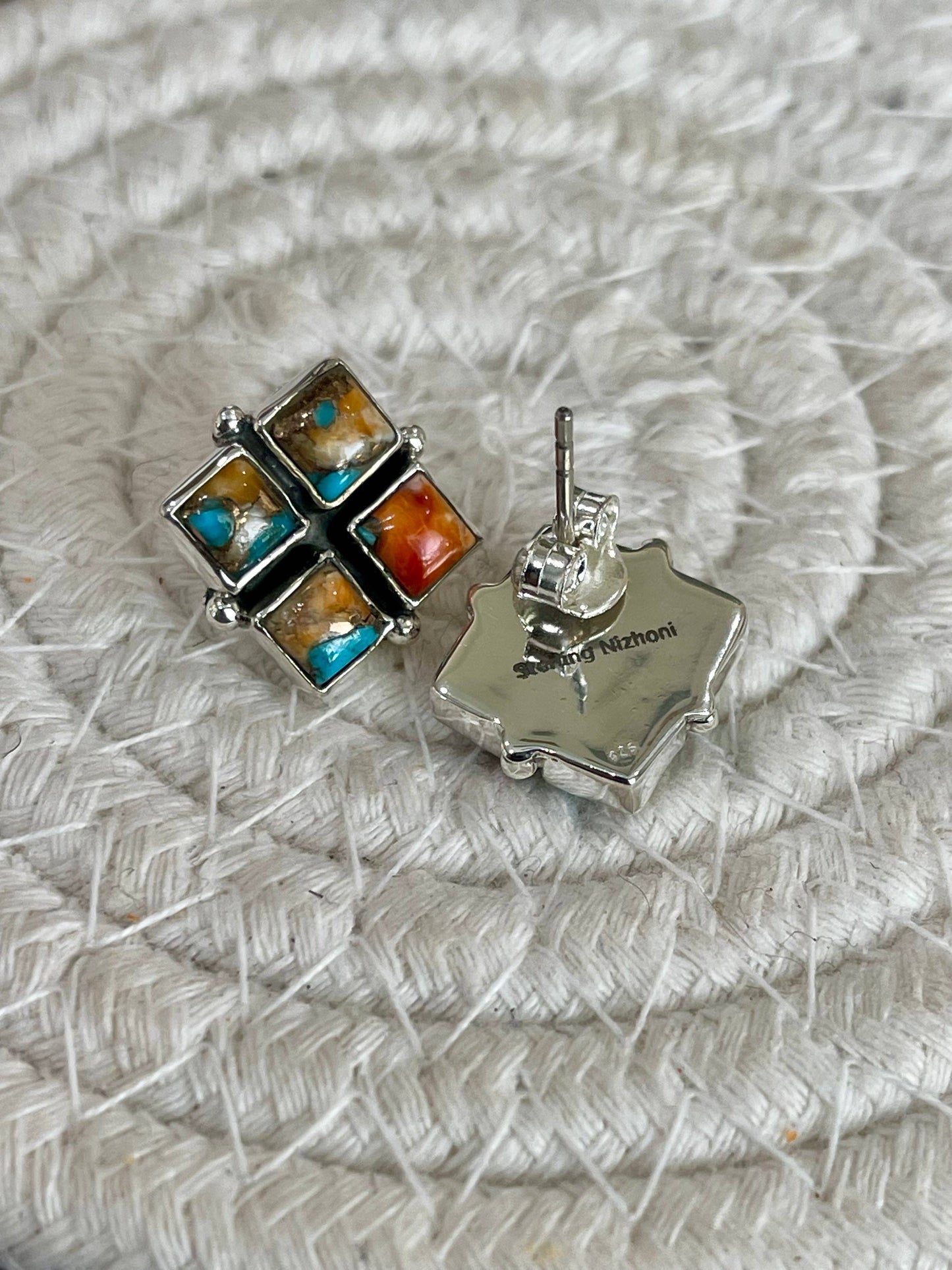 Nizhoni Handmade Spice & Sterling Silver Earrings: Spice