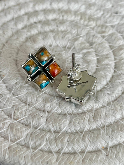 Nizhoni Handmade Spice & Sterling Silver Earrings: Spice