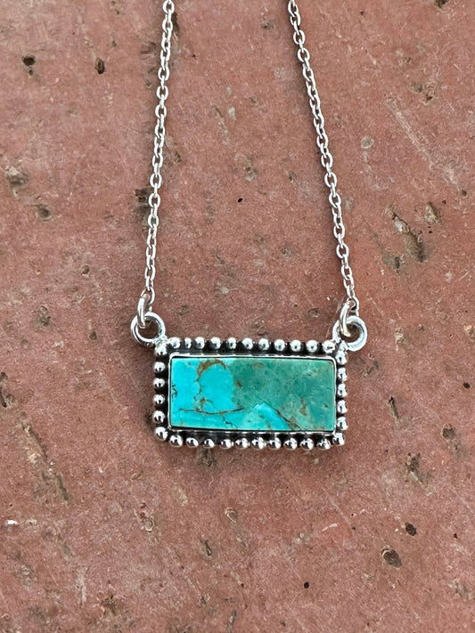 Handmade Sterling Silver Kingman Turquoise Bar Necklaces: Bandit Bar