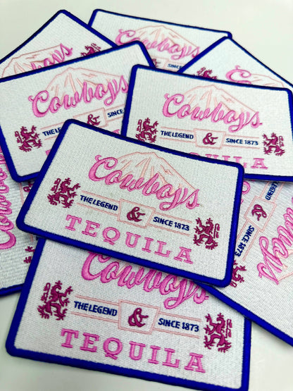 Preppy cowboys & tequila patch, trucker hat embroidery patch