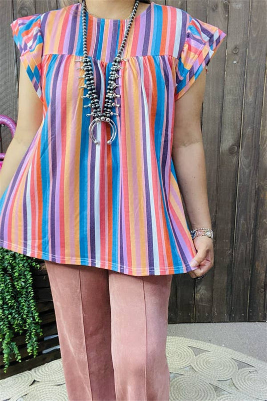 Short ruffle sleeve women tops