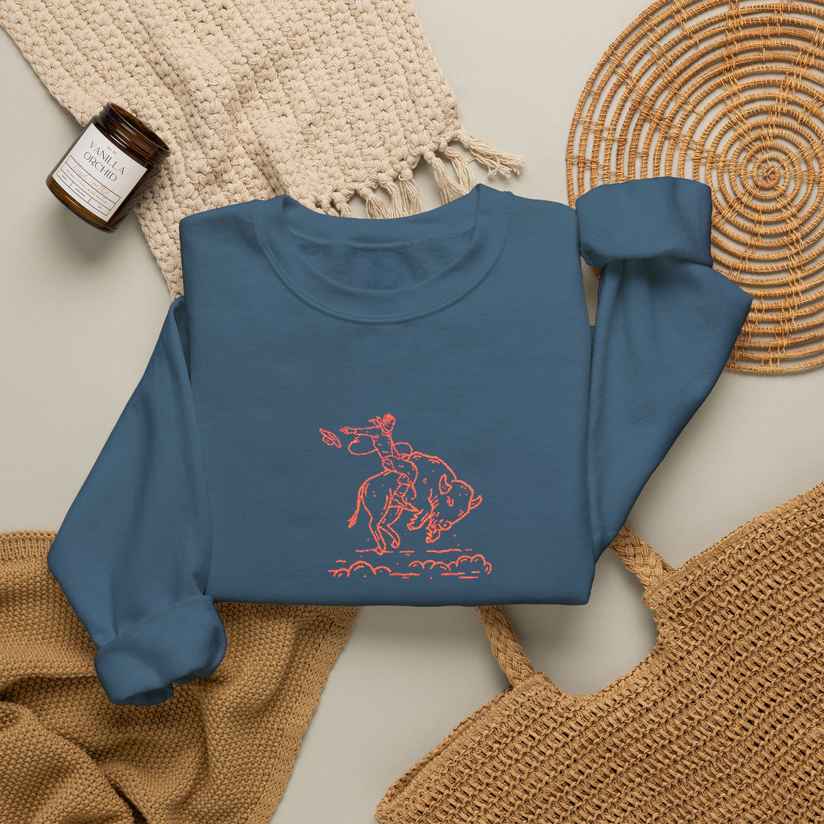 Buckin Buffalo Embroidered Graphic Crewneck Sweatshirt
