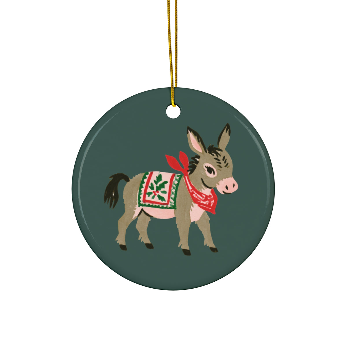 Christmas Donkey Ceramic Ornament