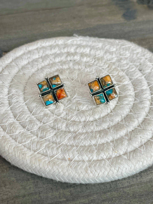 Nizhoni Handmade Spice & Sterling Silver Earrings: Spice