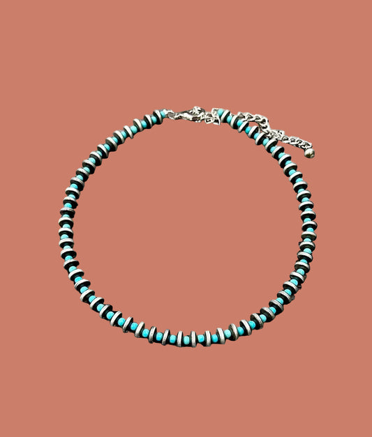 738467, 16" Rondelel Western Bead Necklace