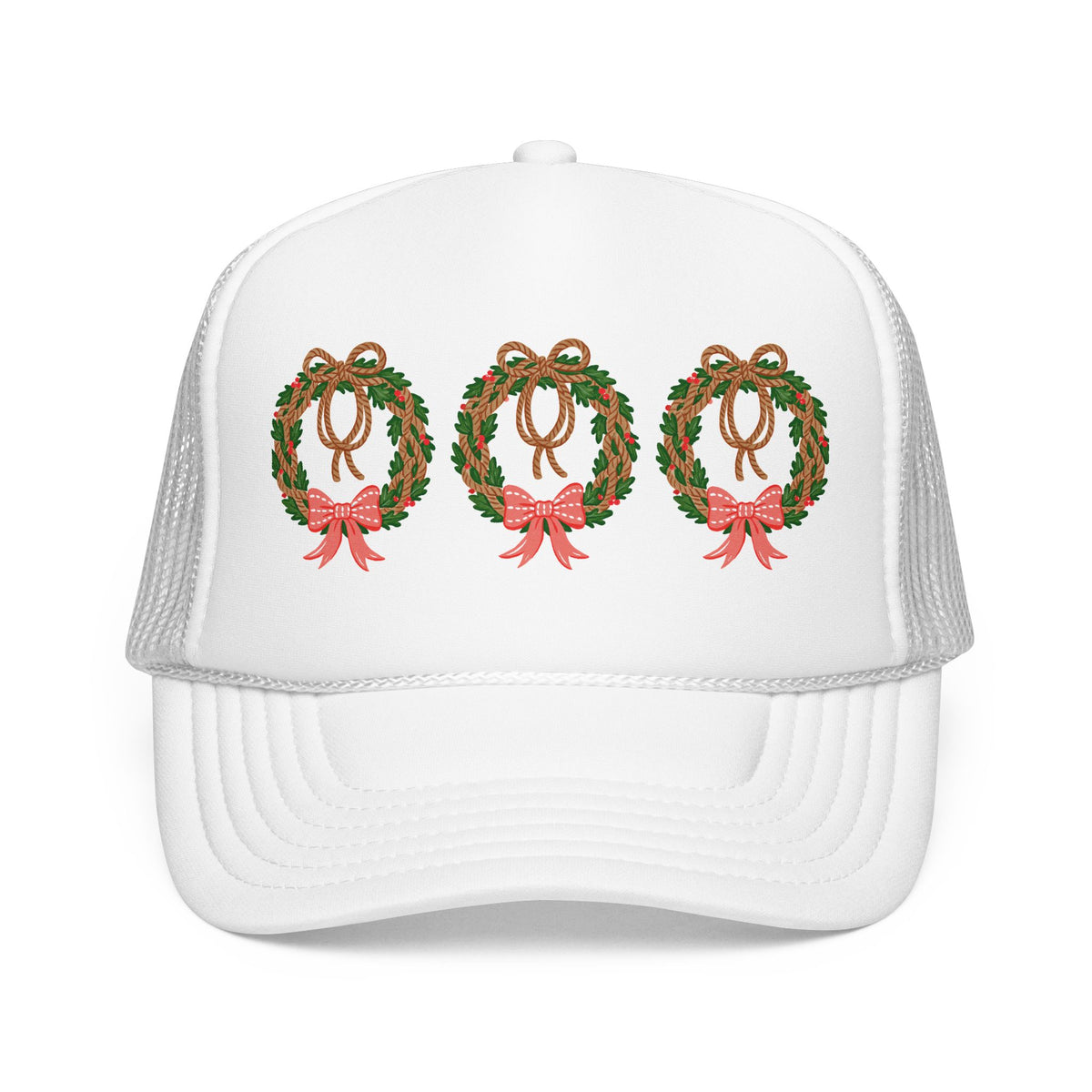 Vintage Christmas Wreath Foam Trucker Hat