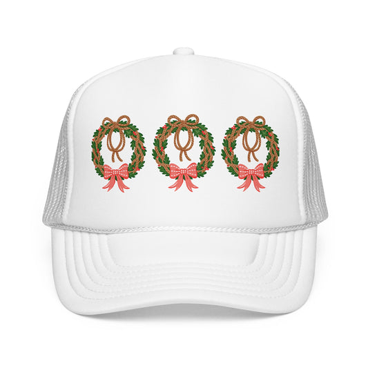 Vintage Christmas Wreath Foam Trucker Hat