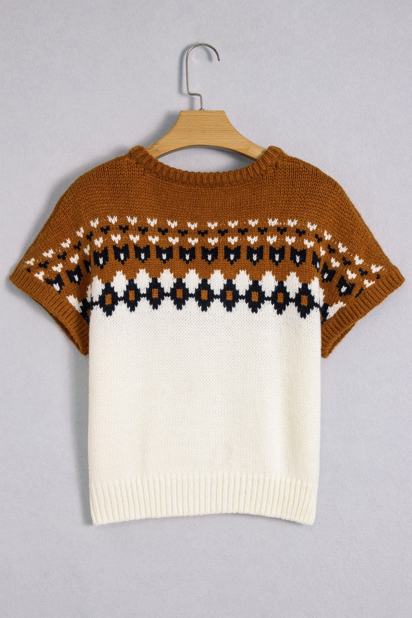 Western Geometric V-Neck Short Sleeve Knit T-Shirt