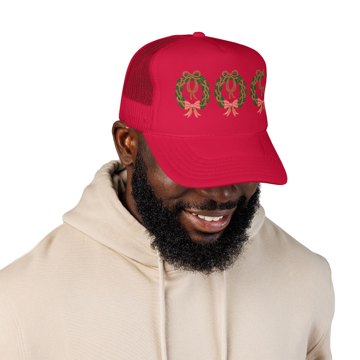 Vintage Christmas Wreath Foam Trucker Hat