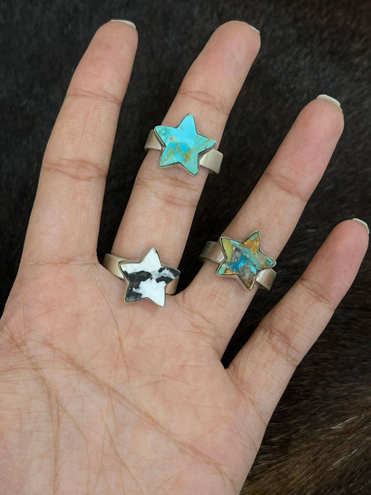 Handmade Sterling Silver Multi Stone Adjustable Ring With Signed Nizhoni: Kingman Turquoise ring 114