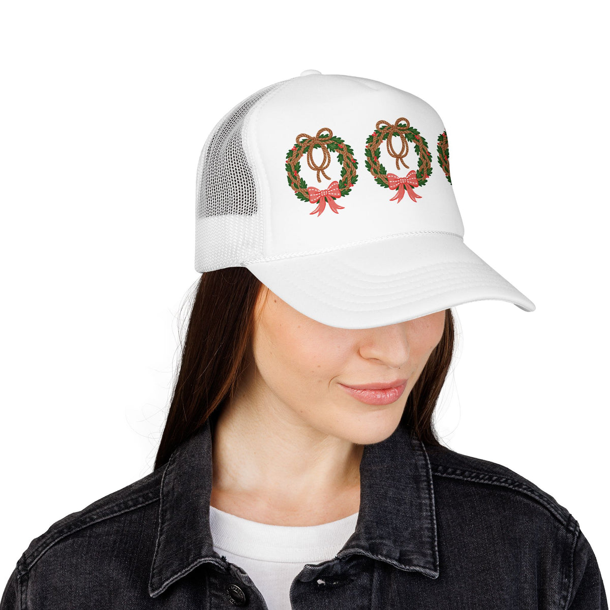 Vintage Christmas Wreath Foam Trucker Hat
