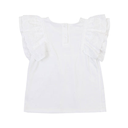 Ruffled Eyelet Angel Sleeve T-Shirt