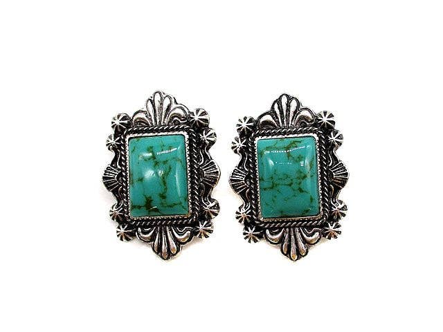 Western Turquoise Stone Post Earring: TURQUOISE