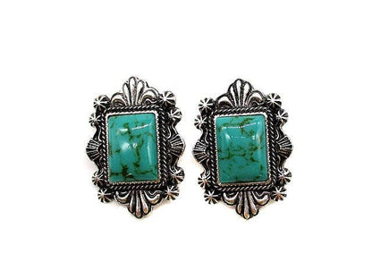 Western Turquoise Stone Post Earring: TURQUOISE