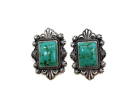 Western Turquoise Stone Post Earring: TURQUOISE