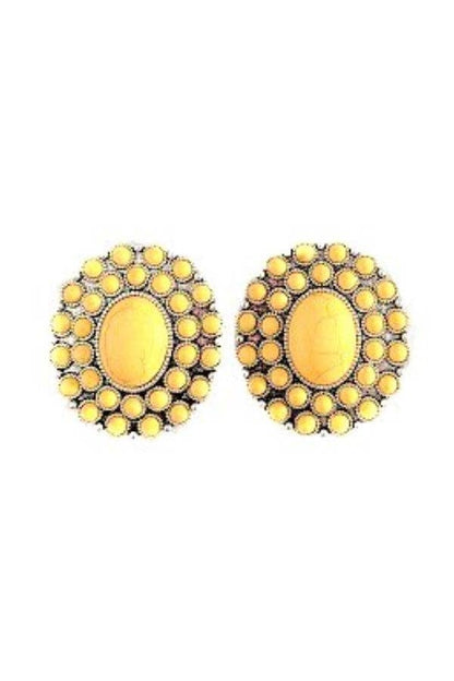 WESTERN CONCHO DESIGN POST EARRINGS: TURQUOISE