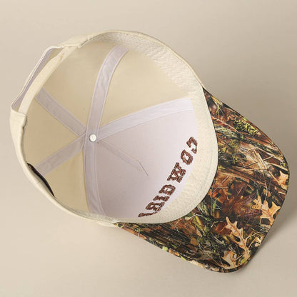 COWGIRL Lettering Embroidery Camo Two-Tone Cap: CAMO-BEIGE / ONE SIZE